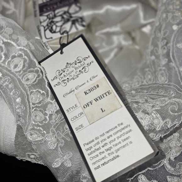 DRESS DeKlaire wedding dress Large long sleeve see-thru k303 off-white - Picture 10 of 10